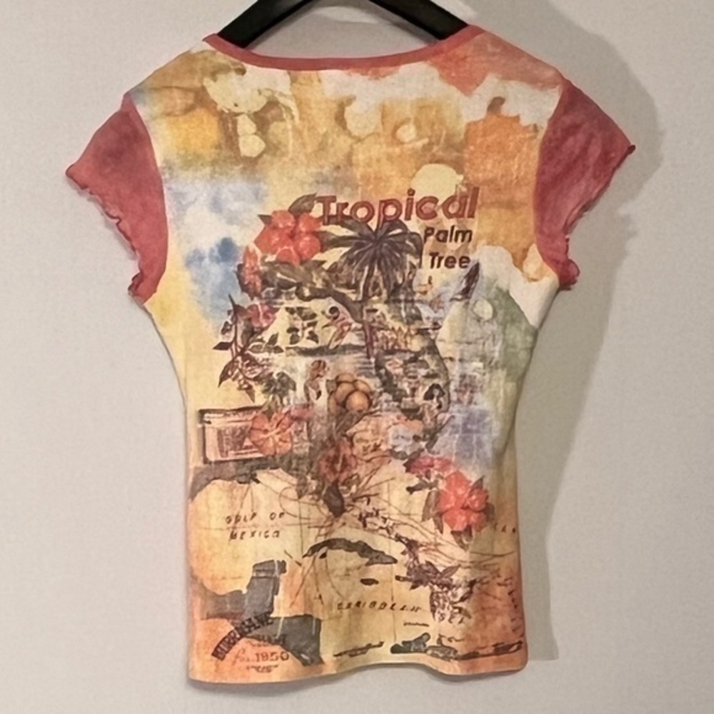 Olivia Paige Petite, size L women’s short sleeved colorful top, U.S.A. - Picture 3 of 6